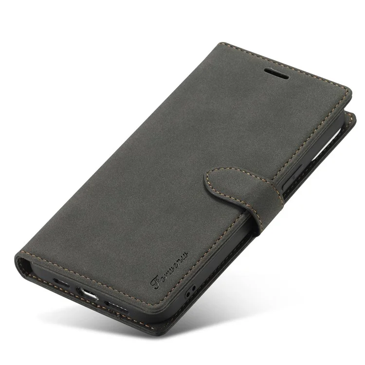 Forwenw F1 Серия Полная Защита Капюрой Кожи Чувствует Кожаный Чехол Для IPhone 13 6.1 Дюймов - Чернить