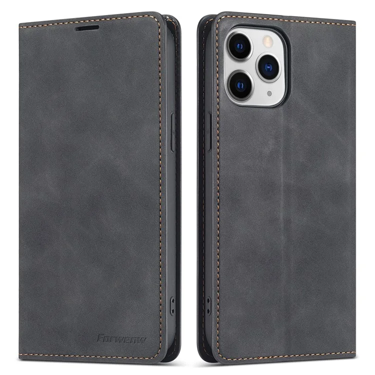 Forwenw Fantasy-Serie Stilvolle Seidige Touch-Leder-Brieftasche Telefon Shell Für IPhone 13 6,1 Zoll - Schwarz