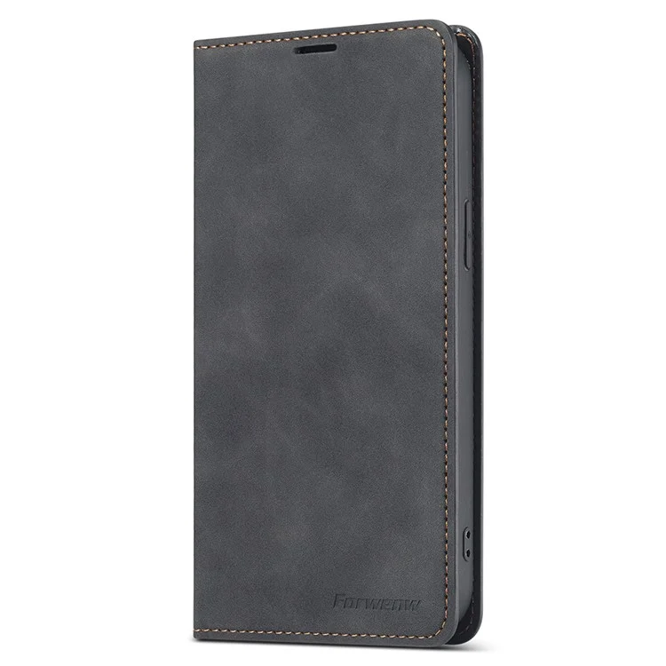 Forwenw Fantasy-Serie Stilvolle Seidige Touch-Leder-Brieftasche Telefon Shell Für IPhone 13 6,1 Zoll - Schwarz