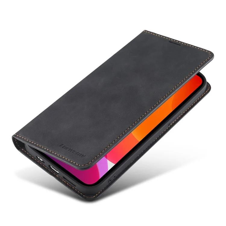 Forwenw Fantasy-Serie Stilvolle Seidige Touch-Leder-Brieftasche Telefon Shell Für IPhone 13 6,1 Zoll - Schwarz