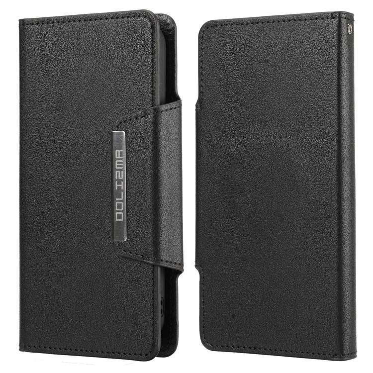 Carteira de Telefone em Couro Ultrafino à Prova de Queda com Interior Destacável para iPhone 13 mini 5.4 polegadas - Preto