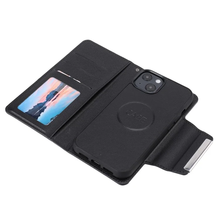 Carteira de Telefone em Couro Ultrafino à Prova de Queda com Interior Destacável para iPhone 13 mini 5.4 polegadas - Preto