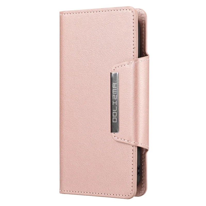 Ultra-thin Drop-proof Leather Wallet Phone Case with Detachable Inner for iPhone 13 mini 5.4 inch - Rose Gold