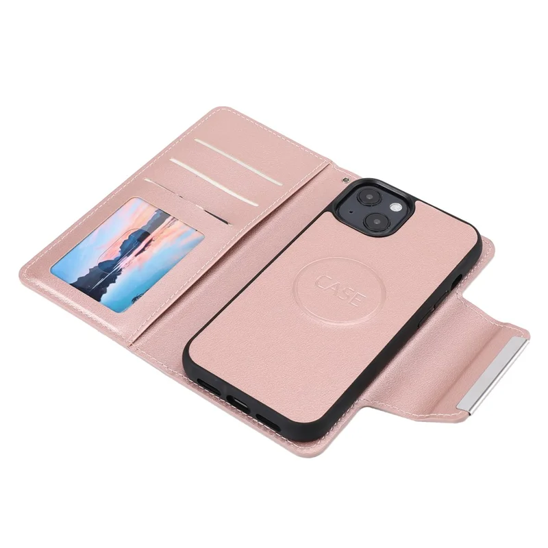 Ultra-thin Drop-proof Leather Wallet Phone Case with Detachable Inner for iPhone 13 mini 5.4 inch - Rose Gold