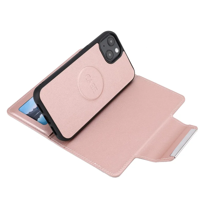 Ultra-thin Drop-proof Leather Wallet Phone Case with Detachable Inner for iPhone 13 mini 5.4 inch - Rose Gold