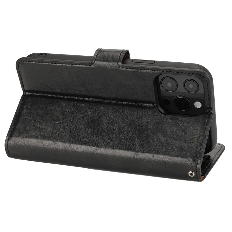 Detachable 2 in 1 Crazy Horse Texture Leather Wallet Stand Phone Protective Cover Case for iPhone 13 6.1 inch - Black