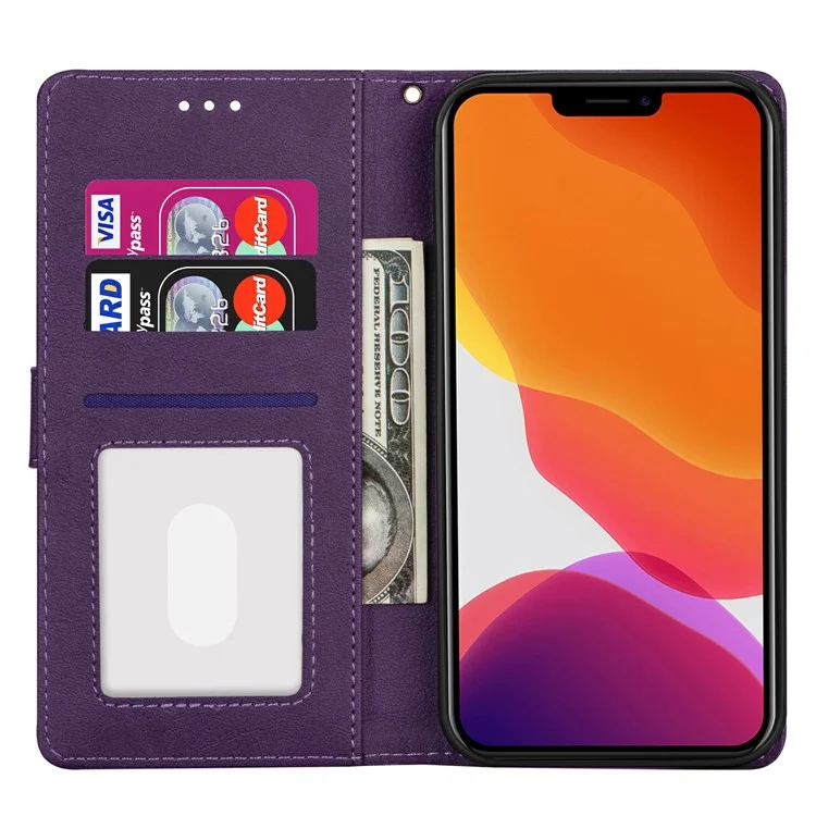 Для IPhone 13 Pro Max 6,7 Дюйма Карманный Кожаный Корпус Кармана На Молнии С Бумажником Для IPhone 13 PRO 6,1 Дюйма - Фиолетовый