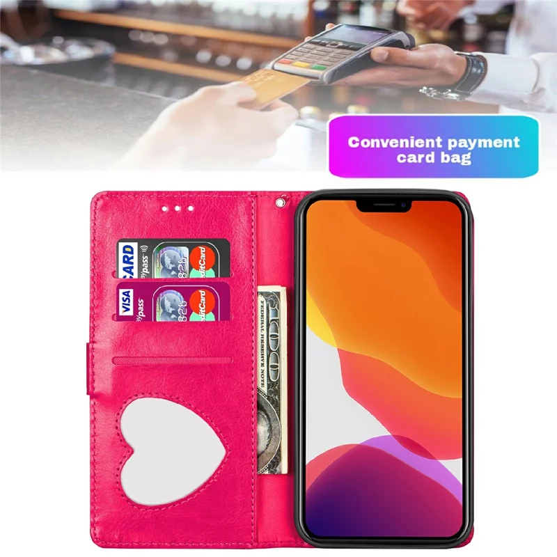 Glitter Sequins Magnetic Clasp Shockproof Stylish Zipper Pocket Wallet Flip Leather Phone Case with Stand for iPhone 13 6.1 inch - Rose