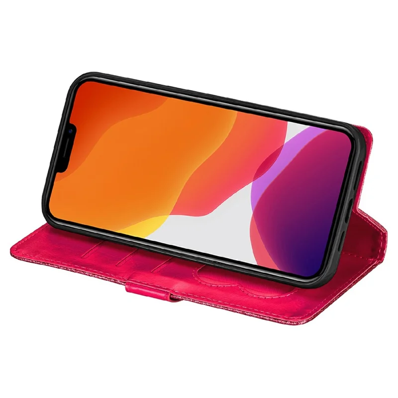 Glitter Sequins Magnetic Clasp Shockproof Stylish Zipper Pocket Wallet Flip Leather Phone Case with Stand for iPhone 13 6.1 inch - Rose