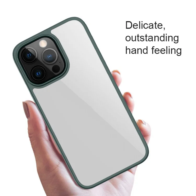 Mutural Transparente Dura PC+TPU Teléfono Slim Light Protective Cover Case Para Iphone 13 6.1 Pulgadas - Verde