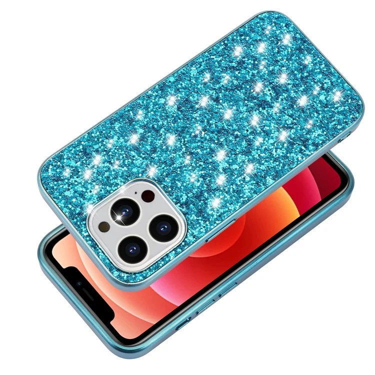 Paillettes Paillettes Électroplastie TPU Cadre + Hard PC Panneau De Téléphone Coque De Protection Pour IPhone 13 Pro 6.1 Pouce - Bleu