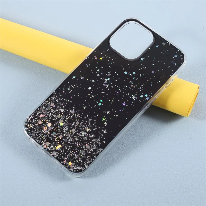 Sparkle Starry Sky Epoxy Anti Scratch Soft TPU Phone Case Protector for iPhone 13 Pro 6.1 inch - Black