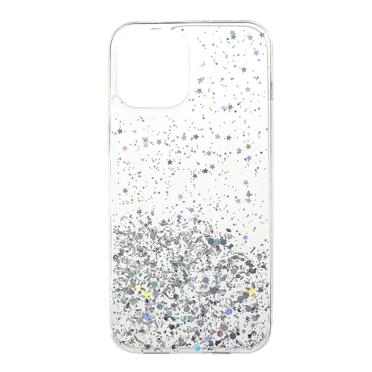 Sparkle Starry Sky Epoxy TPU Case Phone Protective Cover for iPhone 13 Pro Max 6.7 inch - White