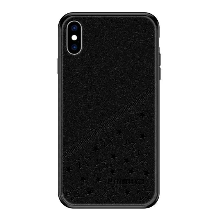 PINWUYO Drop-Resistant Imprinting PU Leather Coated TPU + PC Phone Cover Shell for iPhone X/XS 5.8 inch - Black