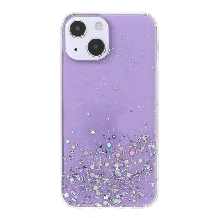 Sparkle Starry Sky Epoxy Stylish Light Anti-Scratch Soft TPU Phone Case Protector pour iPhone 13 mini 5.4 pouces - Violet