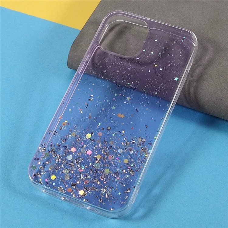 Sparkle Starry Sky Epoxy Stylish Light Anti-Scratch Soft TPU Phone Case Protector pour iPhone 13 mini 5.4 pouces - Violet