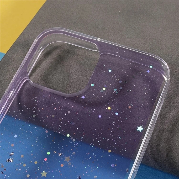 Sparkle Starry Sky Epoxy Stylish Light Anti-Scratch Soft TPU Phone Case Protector pour iPhone 13 mini 5.4 pouces - Violet