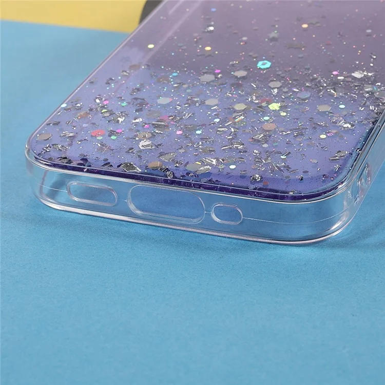 Sparkle Starry Sky Epoxy Stylish Light Anti-Scratch Soft TPU Phone Case Protector pour iPhone 13 mini 5.4 pouces - Violet