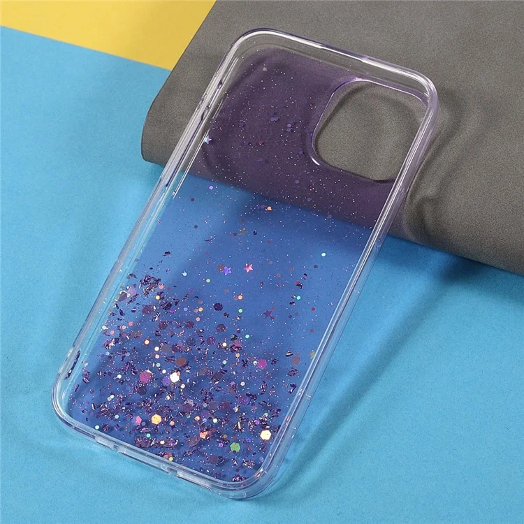 Sparkle Starry Sky Epoxy Stylish Light Anti-Scratch Soft TPU Phone Case Protector pour iPhone 13 mini 5.4 pouces - Violet
