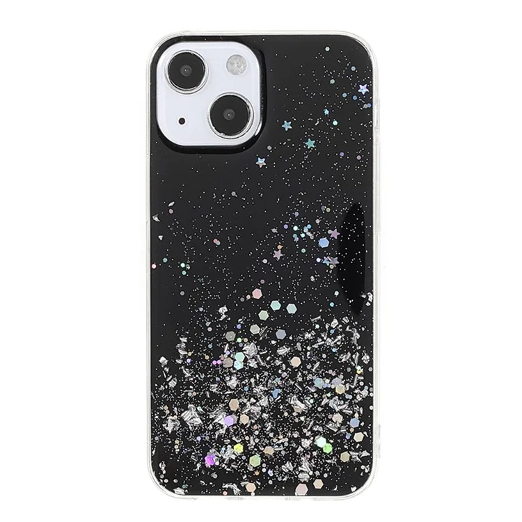 Sparkle Starry Sky Thin Light Epoxy Anti Scratch Soft TPU Phone Case Protector für iPhone 13 6.1 Zoll - Schwarz