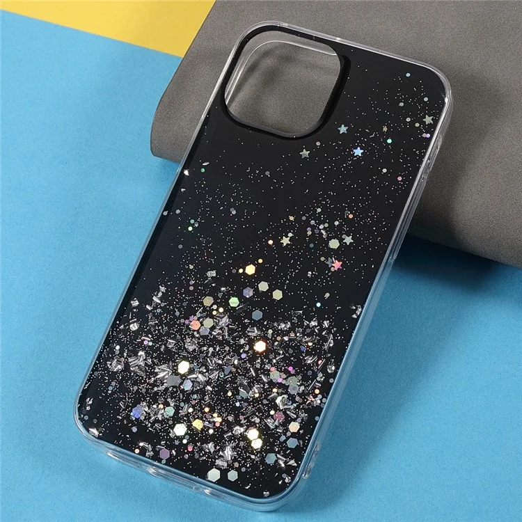 Sparkle Starry Sky Thin Light Epoxy Anti Scratch Soft TPU Phone Case Protector für iPhone 13 6.1 Zoll - Schwarz