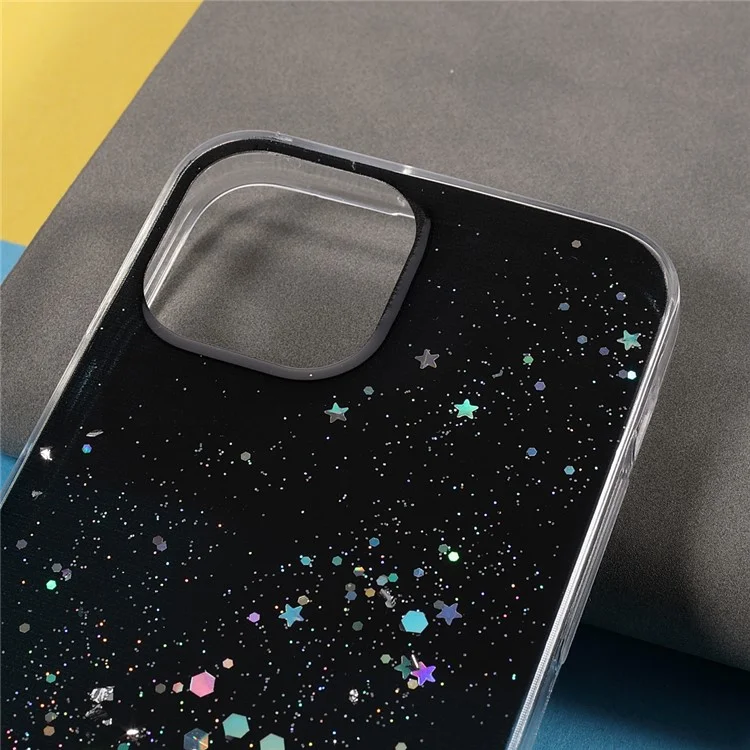 Sparkle Starry Sky Thin Light Epoxy Anti Scratch Soft TPU Phone Case Protector für iPhone 13 6.1 Zoll - Schwarz