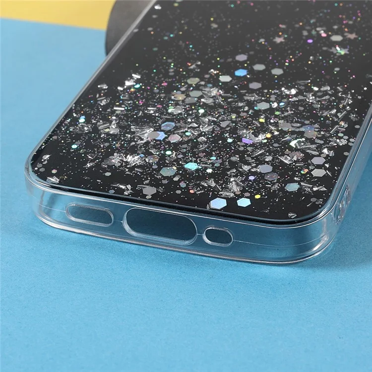 Sparkle Starry Sky Thin Light Epoxy Anti Scratch Soft TPU Phone Case Protector für iPhone 13 6.1 Zoll - Schwarz