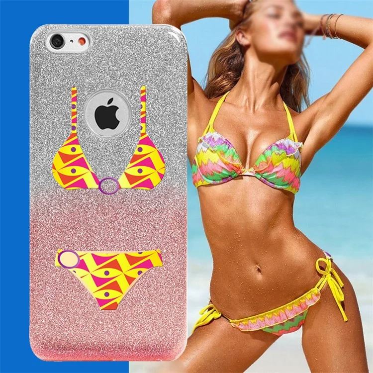 XINCUCO Glittery Bikini TPU PC Back Case for iPhone 6s 6 - Yellow Eyes