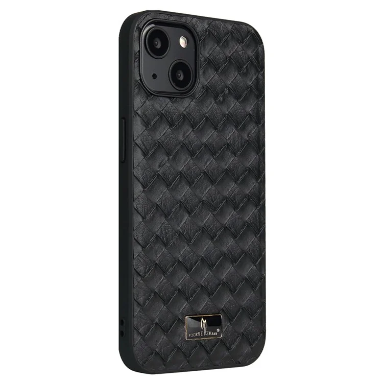 Fierre Shann Slim PU in Pelle Morbida Rivestita TPU + Hard PC Hard Hybrid Protective Case Per Iphone 13 6,1 Pollici - Motivo Intrecciato