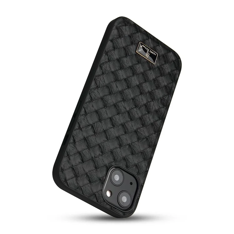 Fierre Shann Slim PU in Pelle Morbida Rivestita TPU + Hard PC Hard Hybrid Protective Case Per Iphone 13 6,1 Pollici - Motivo Intrecciato