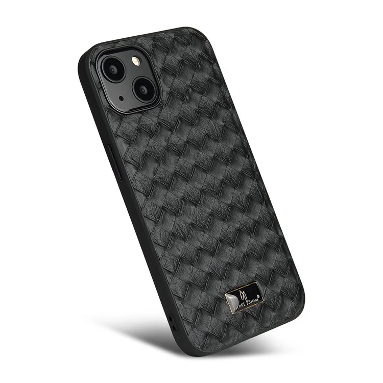 Fierre Shann Slim PU in Pelle Morbida Rivestita TPU + Hard PC Hard Hybrid Protective Case Per Iphone 13 6,1 Pollici - Motivo Intrecciato
