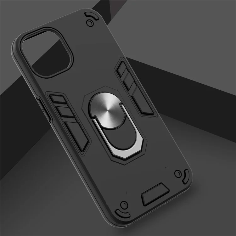 Armor 360° Rotation Ring Holder Kickstand Hybrid PC + TPU Phone Case for iPhone 13 Pro Max 6.7 inch - Black