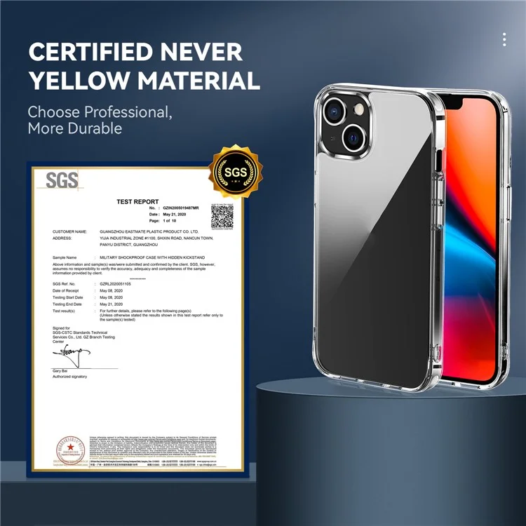 Rugged TPU Shock-Absorption Bumper + Clear PC Back Anti-Drop Cover for iPhone 13 mini 5.4 inch