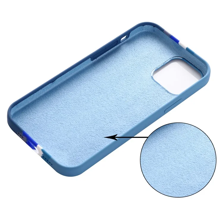 Rainbow Style Liquid Silicone Drop-proof Mobile Phone Back Case Cover for iPhone 13 mini 5.4 inch - Blue