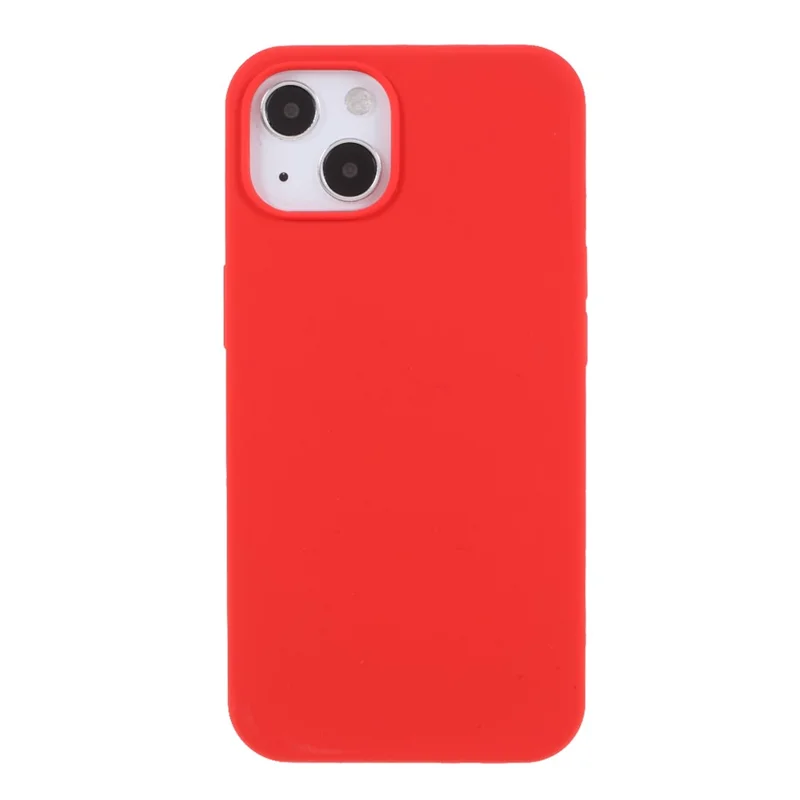 Solid Silicone Slim Shockproof Phone Case with Soft Microfiber Lining for iPhone 13 6.1 inch - Red