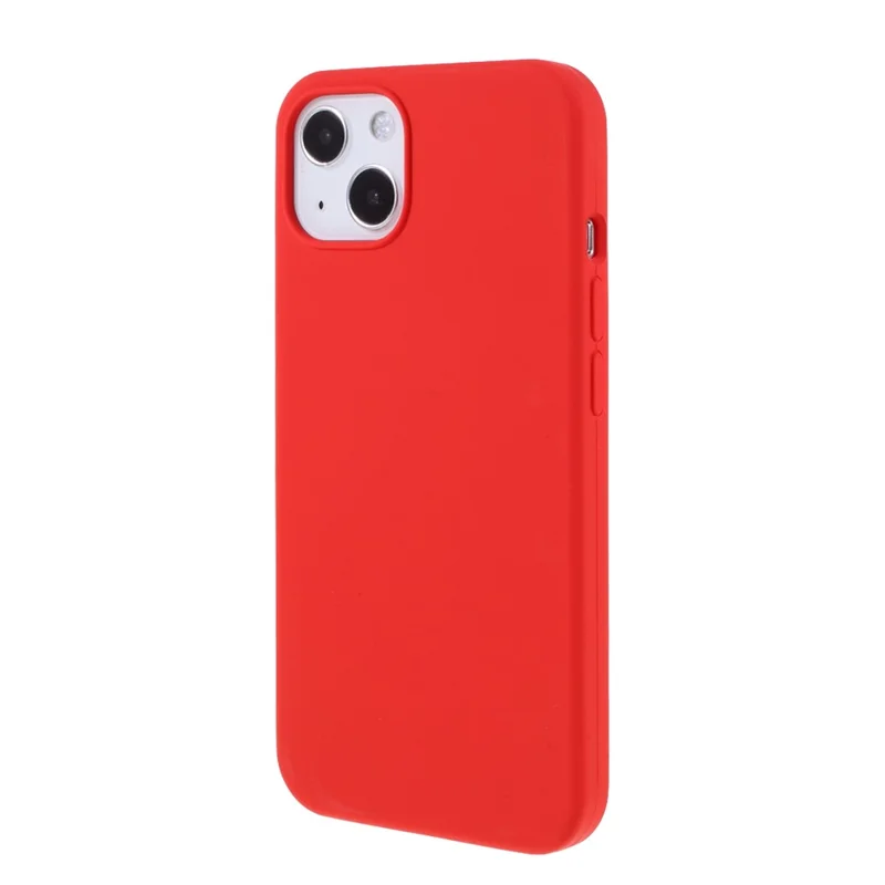 Solid Silicone Slim Shockproof Phone Case with Soft Microfiber Lining for iPhone 13 6.1 inch - Red