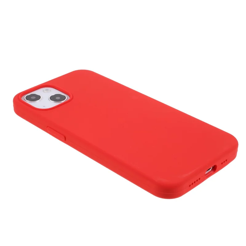 Solid Silicone Slim Shockproof Phone Case with Soft Microfiber Lining for iPhone 13 6.1 inch - Red
