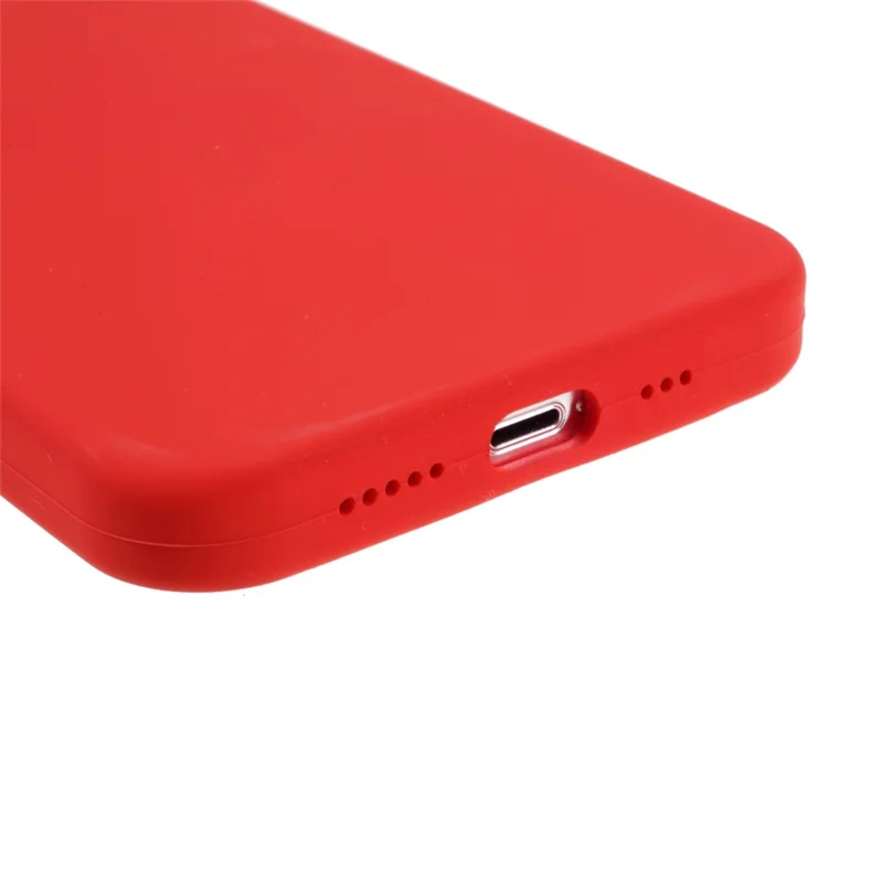 Solid Silicone Slim Shockproof Phone Case with Soft Microfiber Lining for iPhone 13 6.1 inch - Red