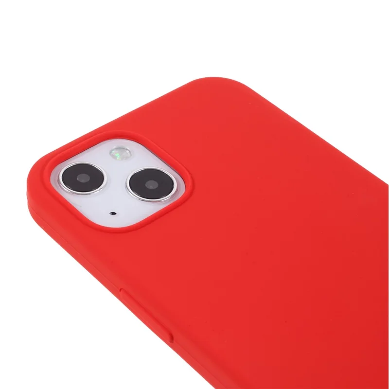 Solid Silicone Slim Shockproof Phone Case with Soft Microfiber Lining for iPhone 13 6.1 inch - Red