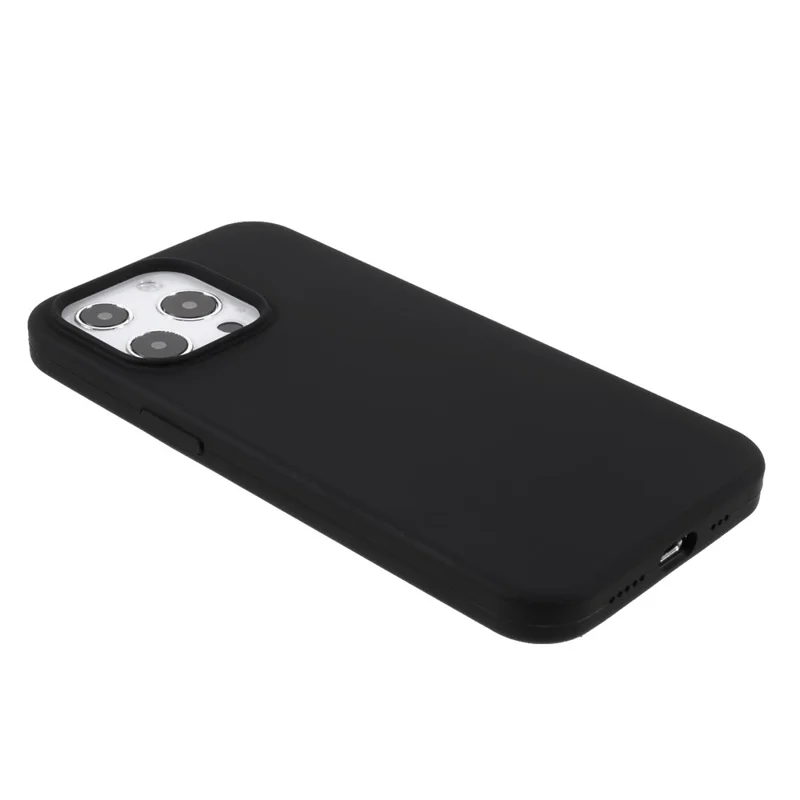 Solid Silicone Silky-Soft Touch Full-Body Protection Shockproof Cover with Soft Microfiber Lining for iPhone 13 Pro 6.1 inch - Black