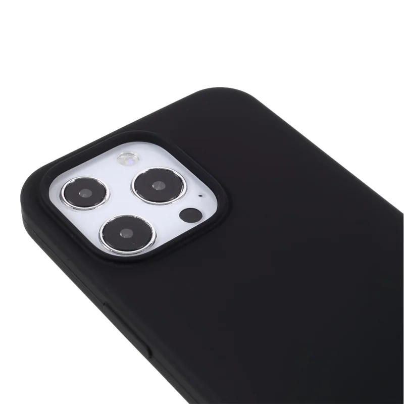 Solid Silicone Silky-Soft Touch Full-Body Protection Shockproof Cover with Soft Microfiber Lining for iPhone 13 Pro 6.1 inch - Black