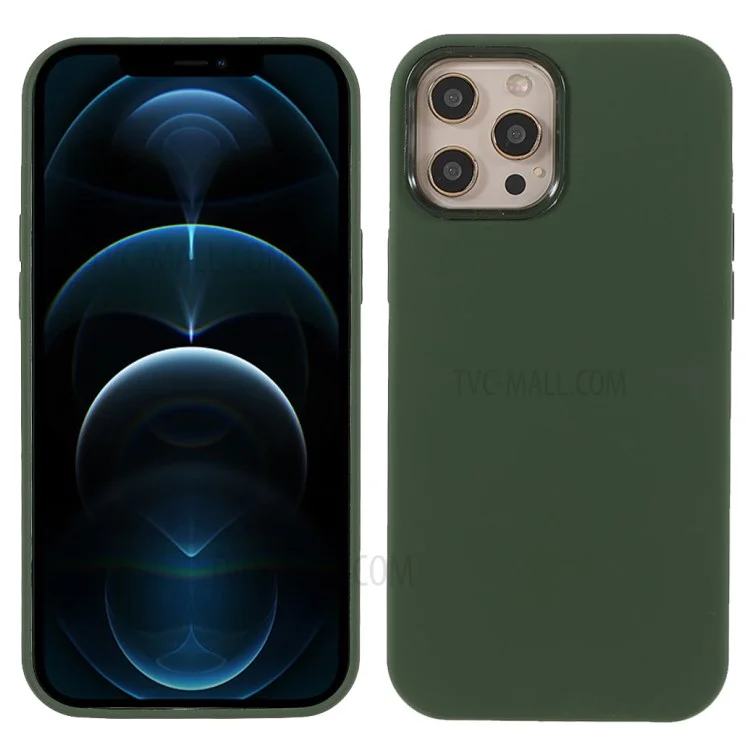 Мягкий Прикосновение Твердого Силикона Полный Корпус Защитный Чехол Для IPhone 12 Pro Max 6,7 Дюйма - Армейский Зеленый
