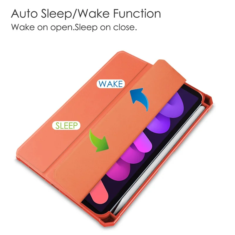Crystal Clear Back Panel Stand Smart Tablet Case with Pen Slot for iPad mini (2024) / mini (2021) - Orange