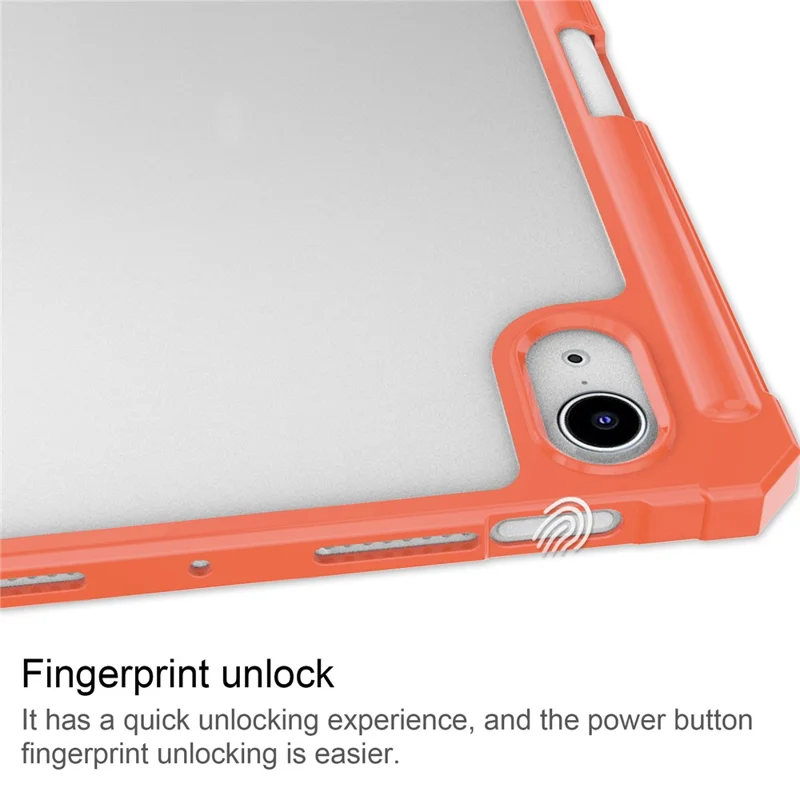 Crystal Clear Back Panel Stand Smart Tablet Case with Pen Slot for iPad mini (2024) / mini (2021) - Orange