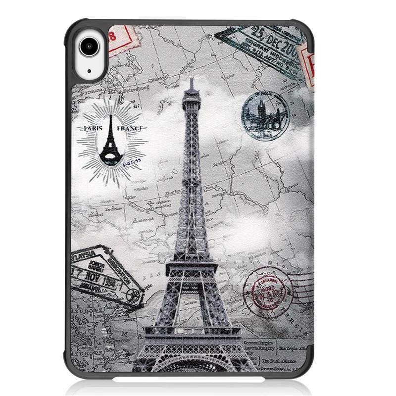 Tri-Fold Stand Design Dustproof Pattern Printing Leather Tablet Case Cover for iPad mini (2024) / mini (2021) - Eiffel Tower