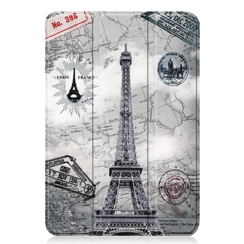 Tri-Fold Stand Design Dustproof Pattern Printing Leather Tablet Case Cover for iPad mini (2024) / mini (2021) - Eiffel Tower