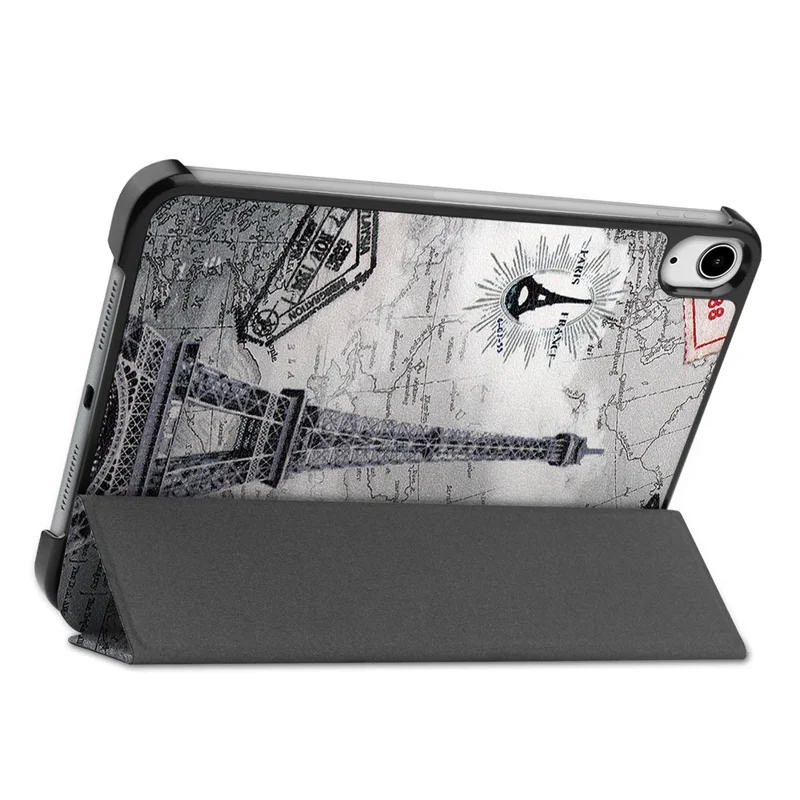 Tri-Fold Stand Design Dustproof Pattern Printing Leather Tablet Case Cover for iPad mini (2024) / mini (2021) - Eiffel Tower