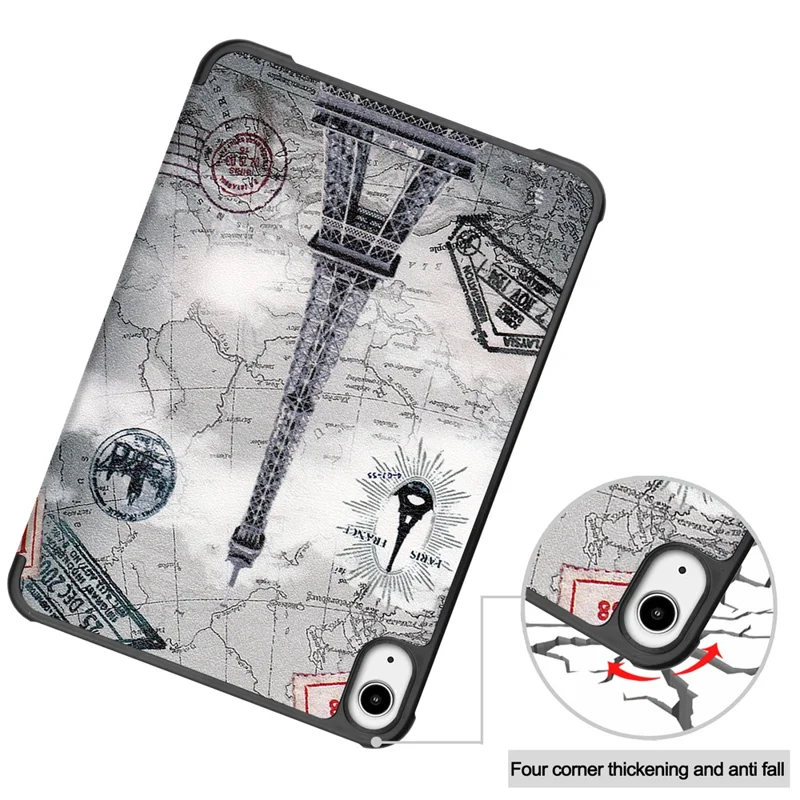 Tri-Fold Stand Design Dustproof Pattern Printing Leather Tablet Case Cover for iPad mini (2024) / mini (2021) - Eiffel Tower