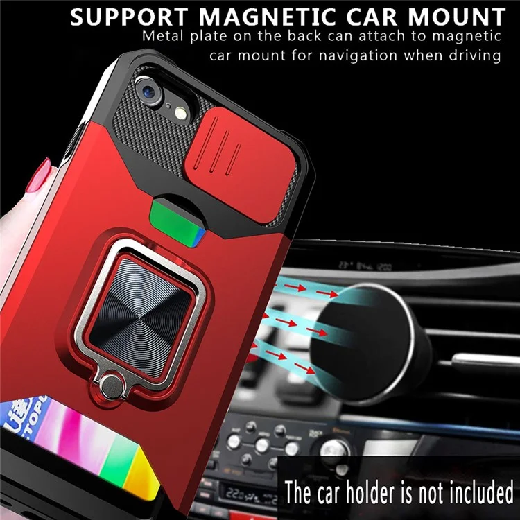 Coque de protection pour téléphone portable avec support pour carte et support pour iPhone SE (2022)/SE (2020)/8/7/6 - Argent