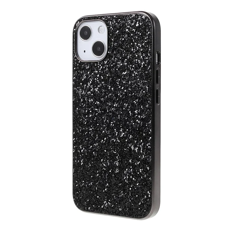 Custodia per telefono Glitter Bling TPU Electroplating Edge + Hard PC Back Stylish Light Shockproof per iPhone 13 mini 5.4 pollici - Nero